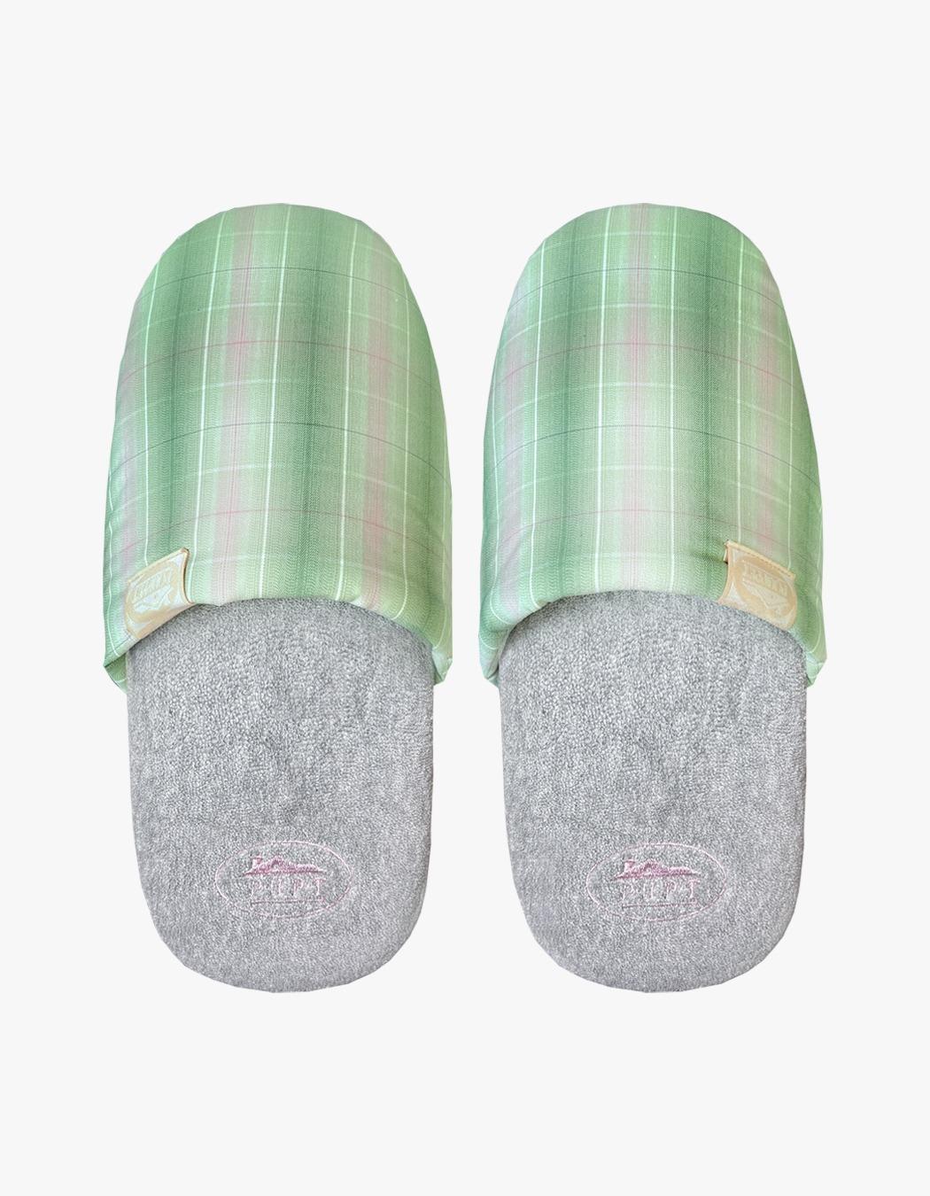 Cutie Check Room Shoes - Green Check/Gray
