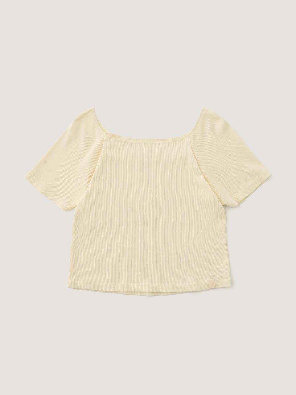 (2 in 1) Square half tee in marigold_스퀘어 반팔티 메리골드
