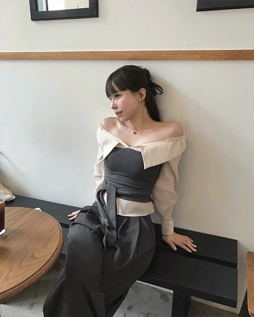 [ 하객룩💗 ] 드랑 톤 off 카라 & 레이어 BL