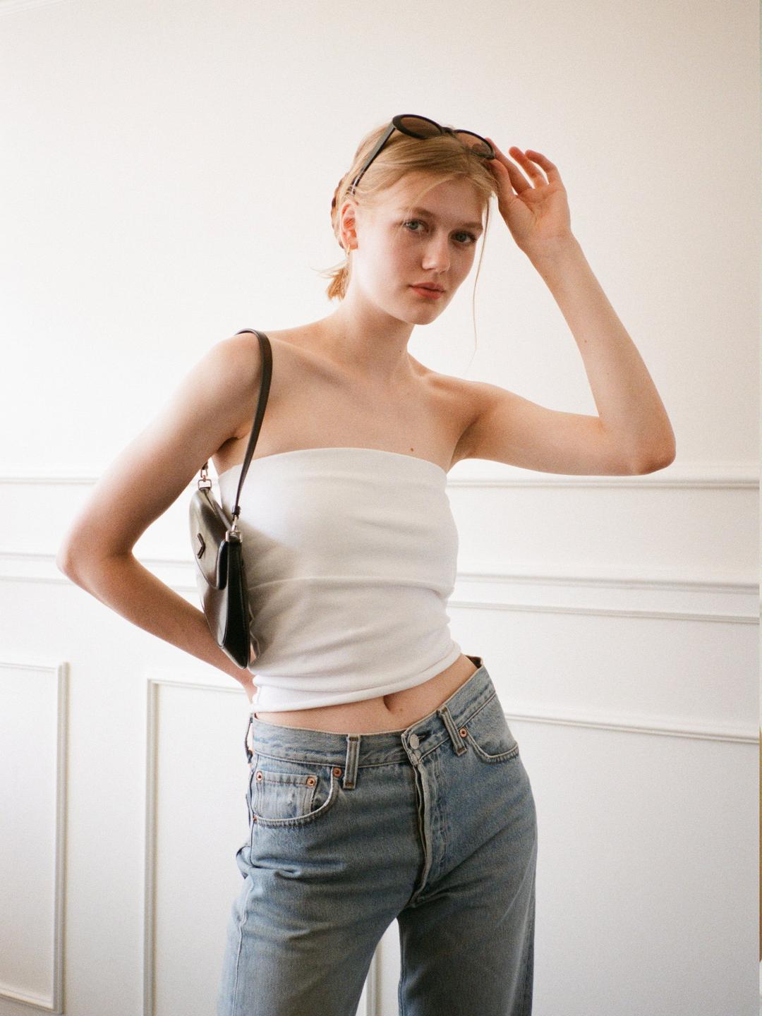 Double tube top - White - SM