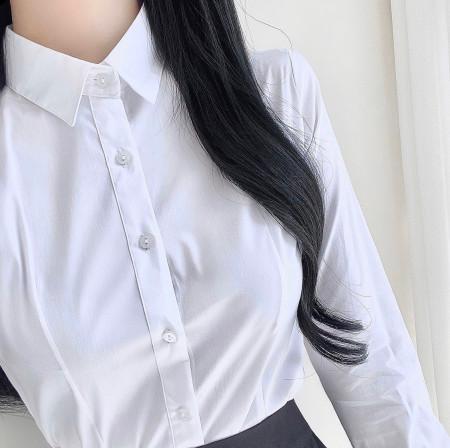 이런 상품 어때요? 데일리 기본 면 쫀쫀 스판 셔츠 여성 흰남방 데일리 면접 유니폼 화이트 블랙 2컬러