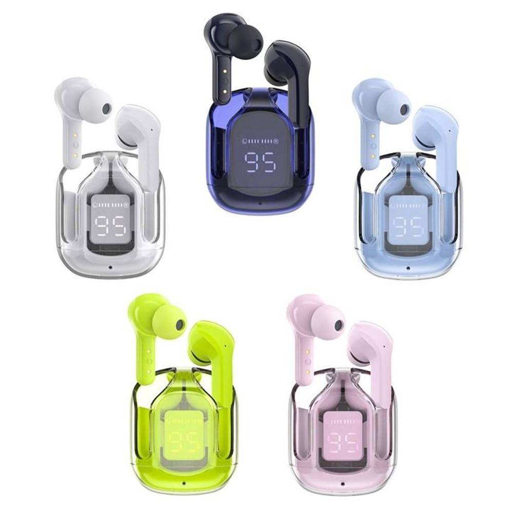 슈페리어 클리어 사운드 TWS 무선 블루투스 이어폰 LED 크리스탈 케이스 틱톡 챌린지