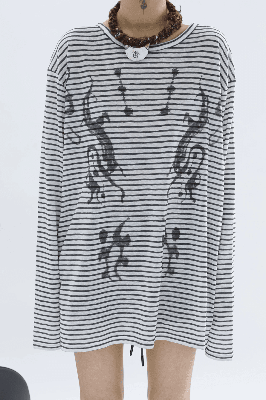 ✦printing stripe t-shirt