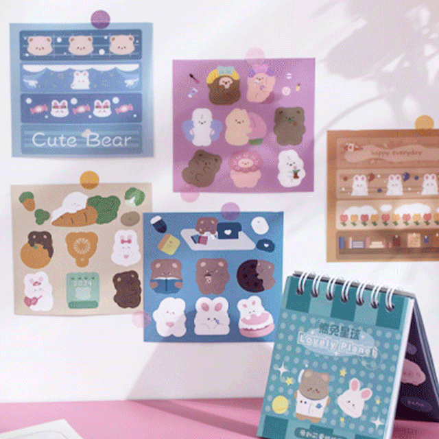 [1+1할인] 대용량 30매 스티커북 스티커팩 다꾸 아이템 다꾸스티커 곰돌이스티커 토끼스티커 동물스티커