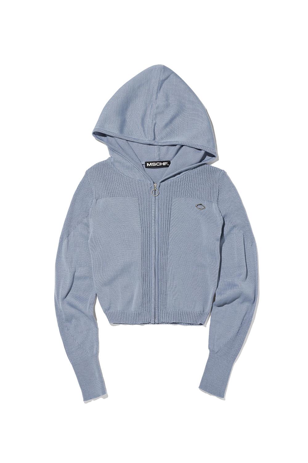 RHOMBUS KNITTED HOODIE_GREYISH BLUE