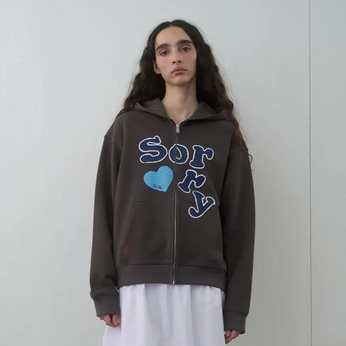 [1차] SORRY Zip-Up Hoodie Charcoal