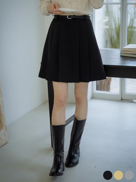Belt set pleats skirt[3color]
