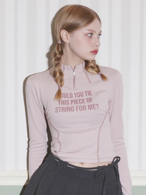 Fitted Half Zip Up Long Sleeve (Indie Pink)