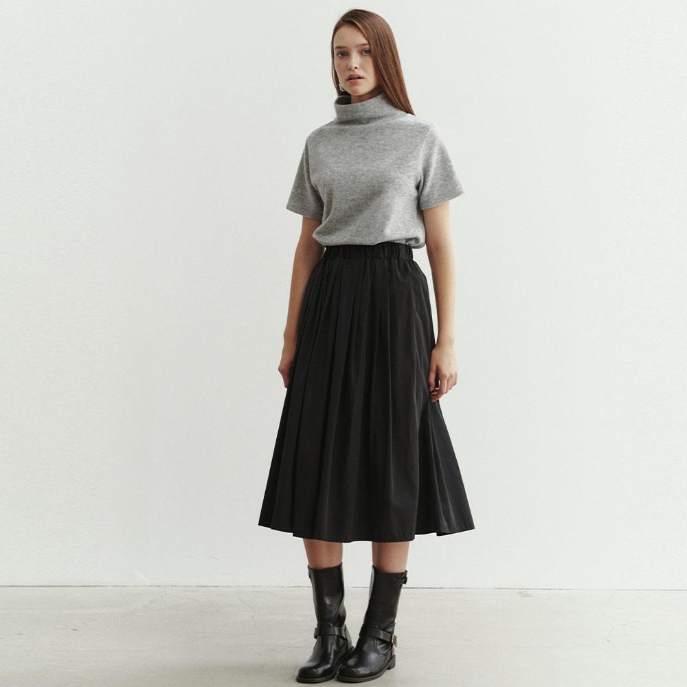 PINTUCK BANDING FULL SKIRT - BLACK