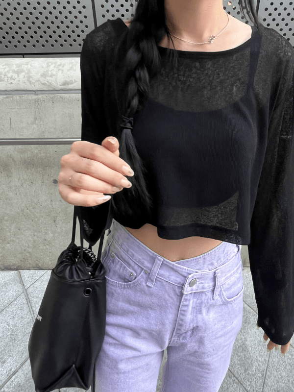 see-through layered crop t