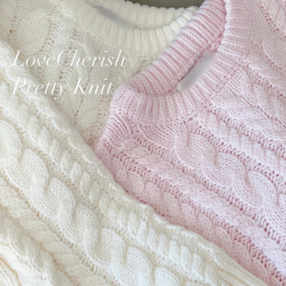 [당일발송] LoveCherish Pretty knit 연핑크 아이보리 니트