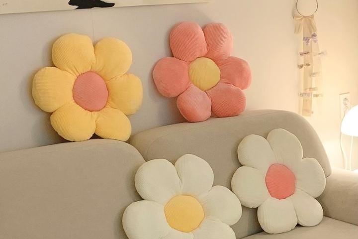 로망띠크 데이지 꽃 쿠션 등받이 겸 방석 소파쿠션 침대쿠션