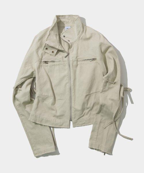 플레이스 스튜디오(PLACE STUDIO)  데미지 빈티지 워싱 스트링 라인 코튼 집업 자켓  [크림] - 사이즈 & 후기 | 무신사