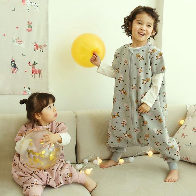 유아 아기 겨울 다리달린 수면조끼 아동 초등 수면잠옷 슬립색