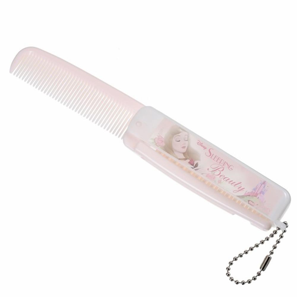 디즈니스토어 잠자는 숲속의 공주 오로라 헤어 브러시 머리 빗 접이식 휴대용 여행용