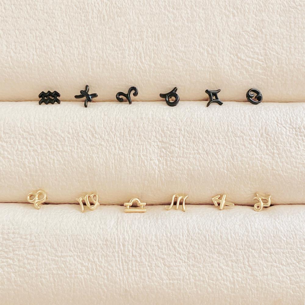 14k 별자리 심볼 행운 데일리 금 귀걸이 피어싱 (4color)