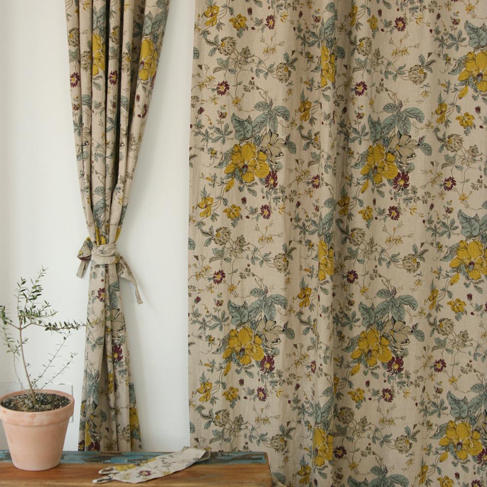 [앤코튼]빈티지 플라워 린넨 체크 방한 커튼 11종 북유럽 거실 가리개 창문 인테리어