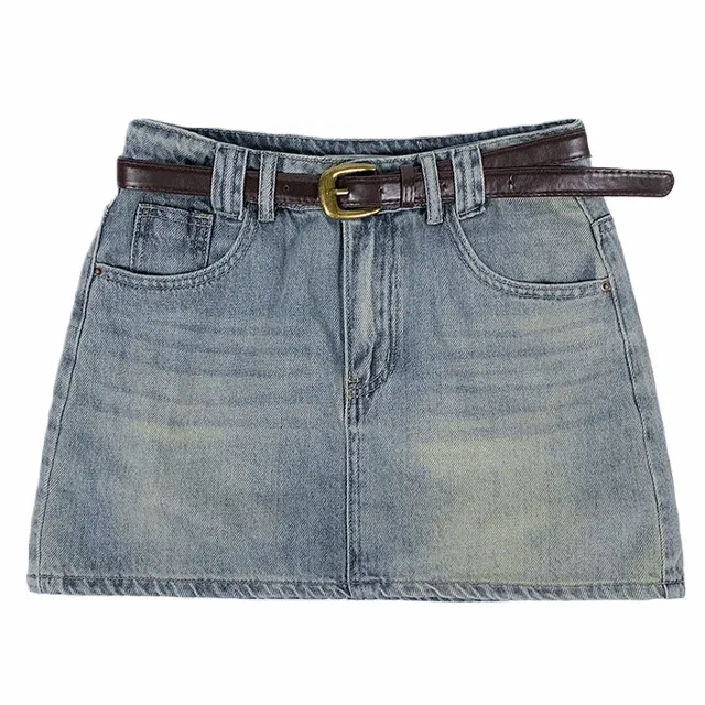 [벨트세트/치마바지] 웨스턴 데님 청 미니스커트