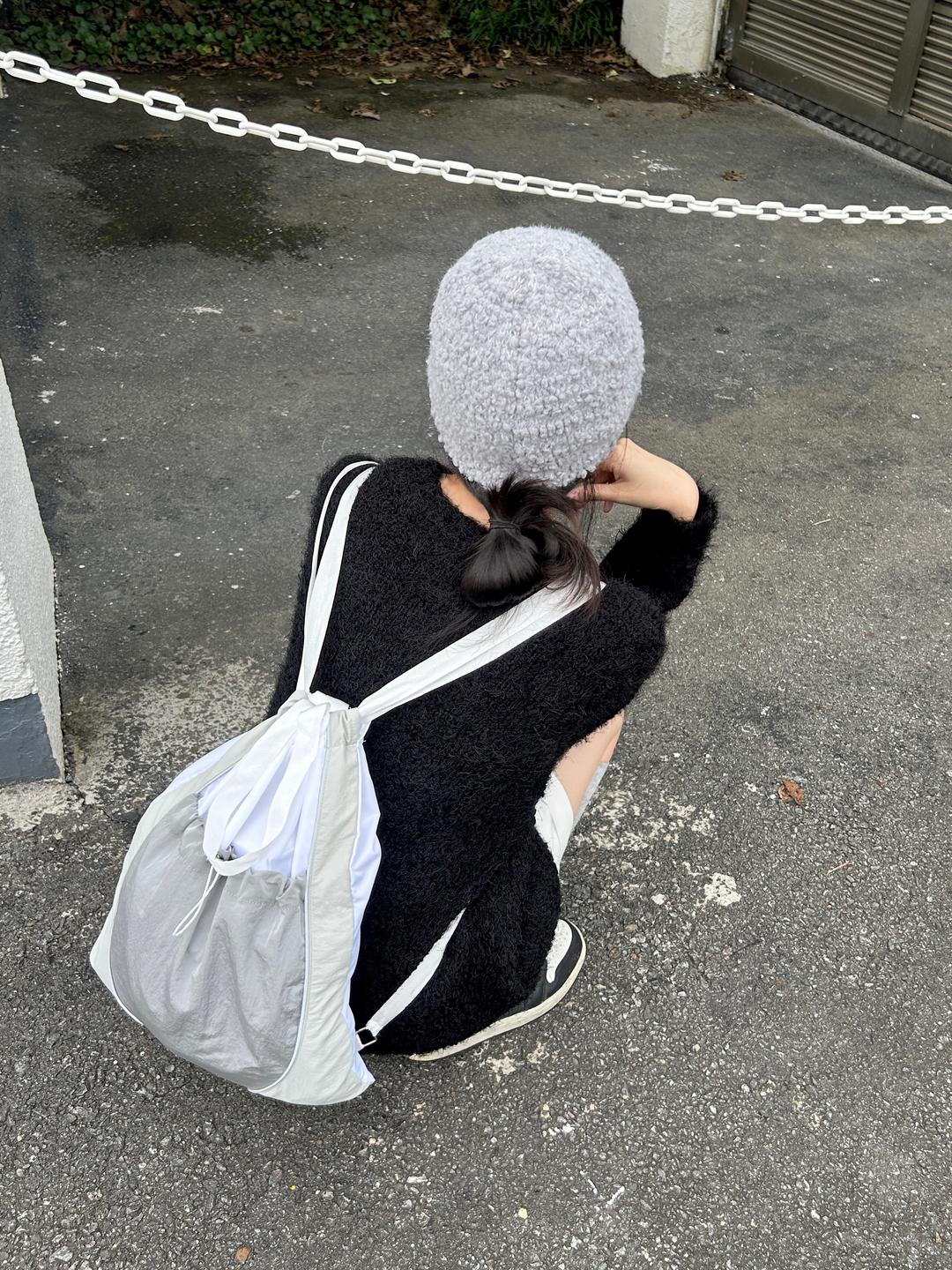 [y2k] 스트링 스카치 나일론 배색 숄더백 짐색 백팩 (2 color)