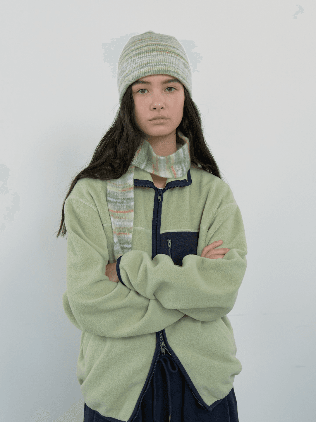 STRIPE BEANIE_GREEN MIX