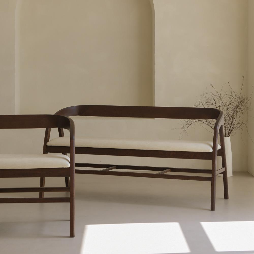 우드릭 비취 원목 벤치 의자 2인/3인