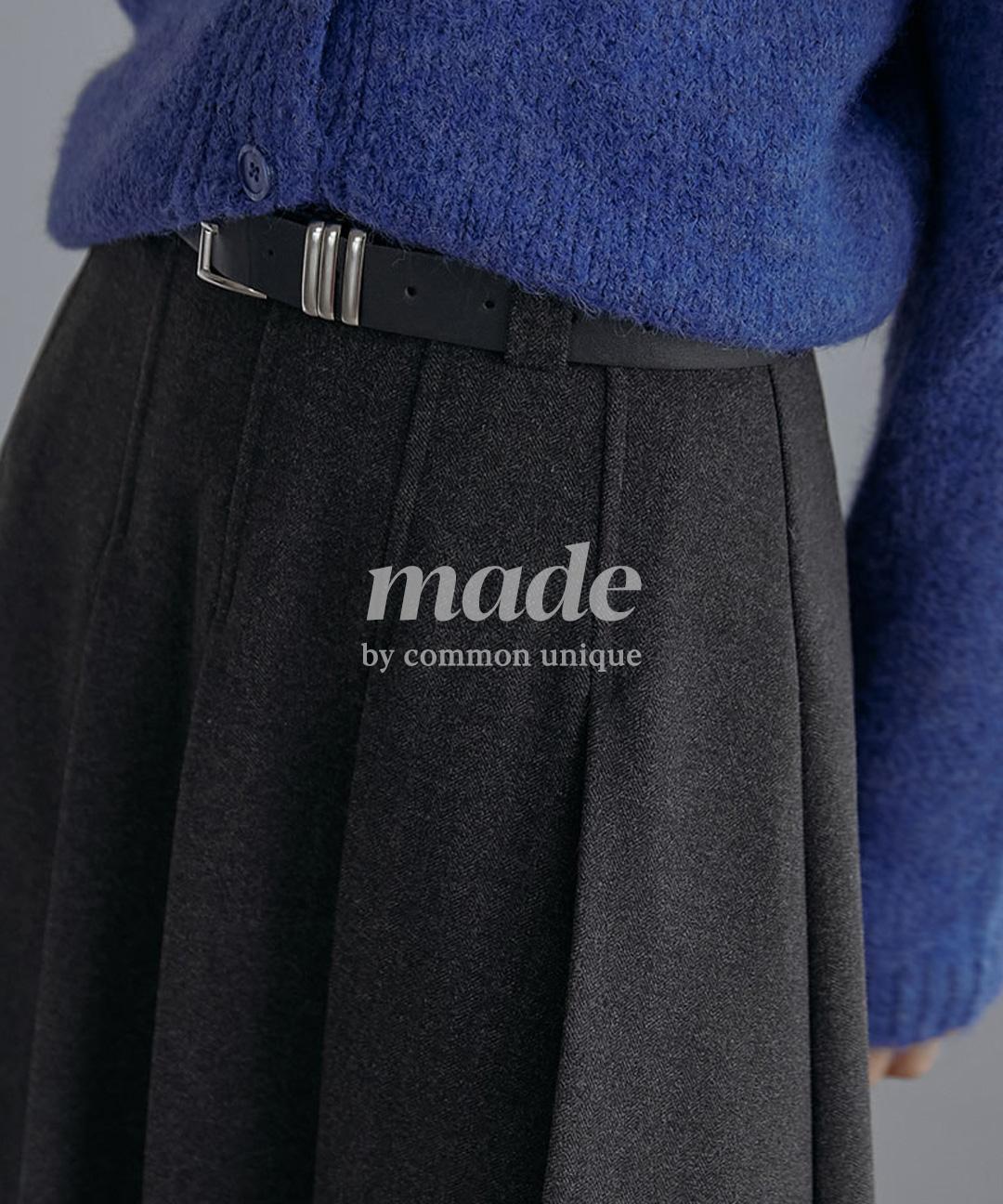 커먼유니크 [시즌오프 추가할인] [+기모ver/3만5천장돌파/MADE] 로레아 벨트 세트 플리츠 스커트 - 2 타입 (당일출고/봄/간절기/사계절/롱/미디/A라인/출근룩/하객룩/하체커버/겨울)