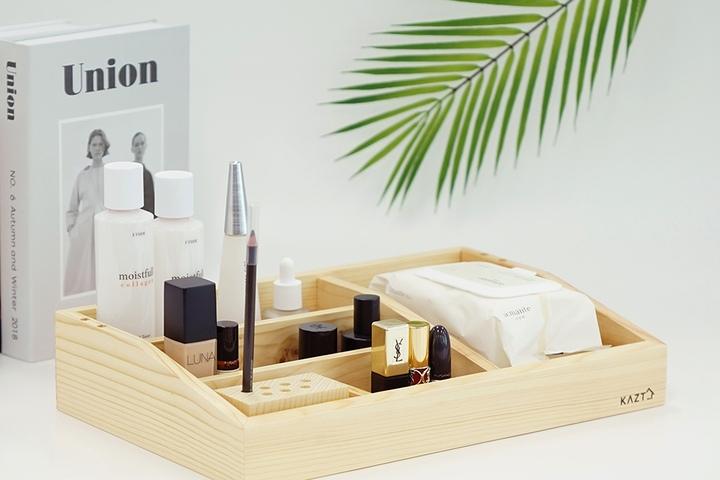 [리퍼] 원목 화장품 정리대 5칸 티슈형 정리함 2colors
