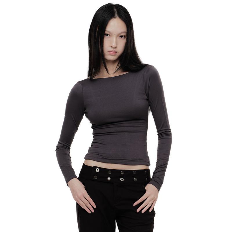 DEEP SCOOP BACK CONTOUR T (CHARCOAL)