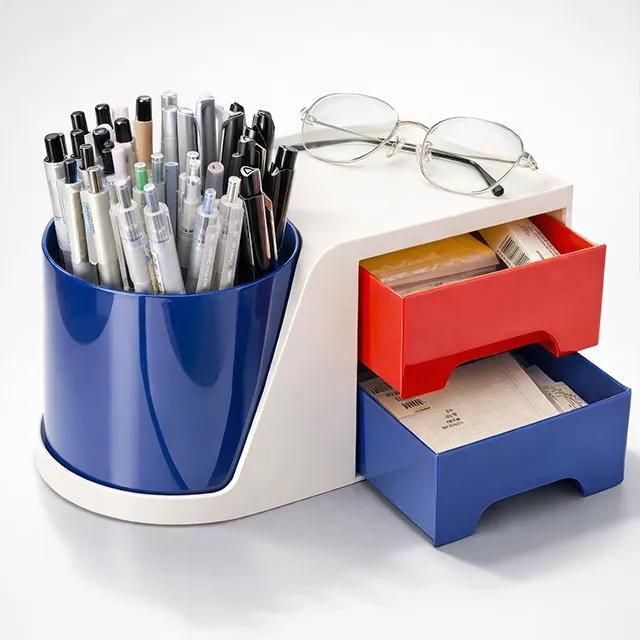 레트로컬러 360도 회전 연필꽂이 데스크 정리함 다용도 수납함