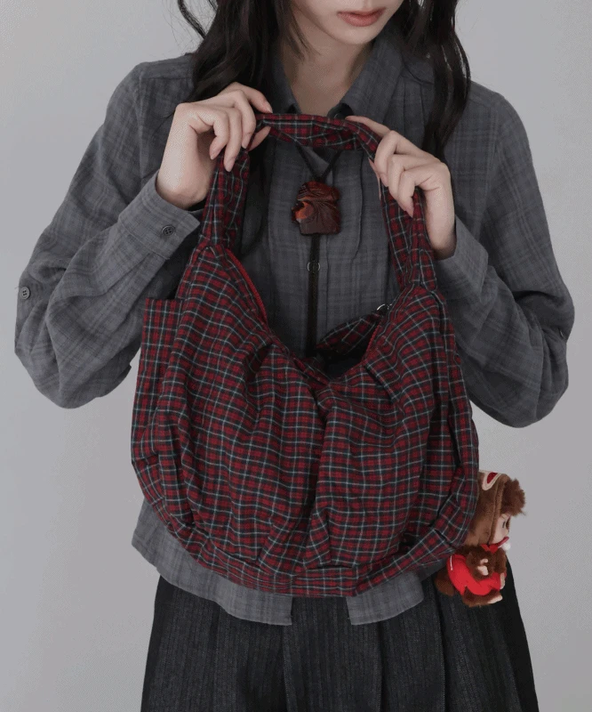 미미 체크 셔링 도트백 3color