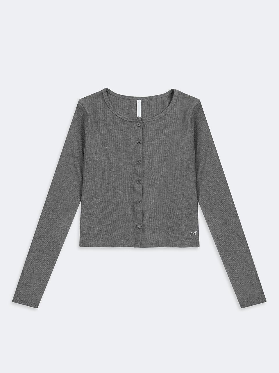 Crew neck Rib Cardigan Heather dark gray
