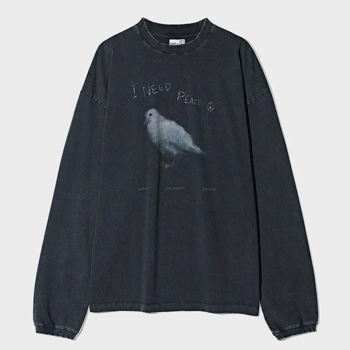 Peace Symbol Long Sleeve Charcoal
