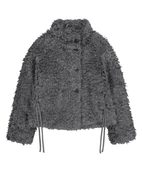 HAIRY FUR JACKET DARK GREY