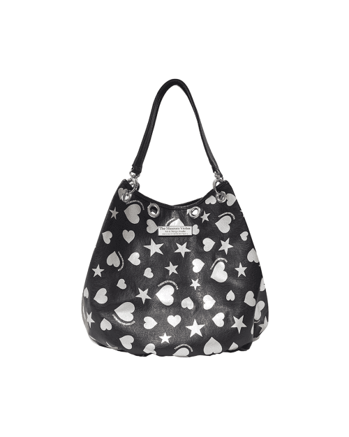 HEART STAR CRACK TOTE BAG (BLACK)