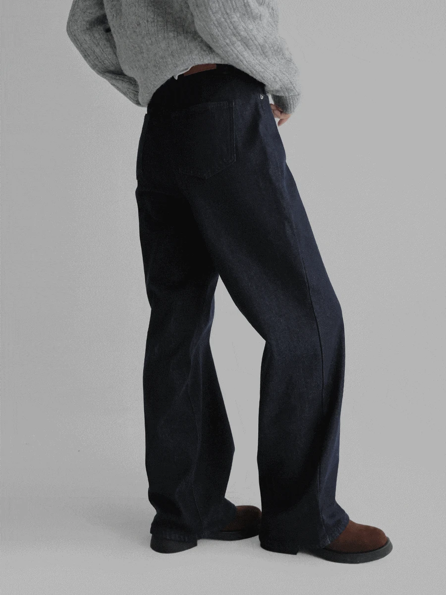 (퍼기모)논페이드세미와이드데님팬츠