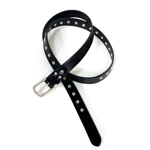 Cow leather long belt black