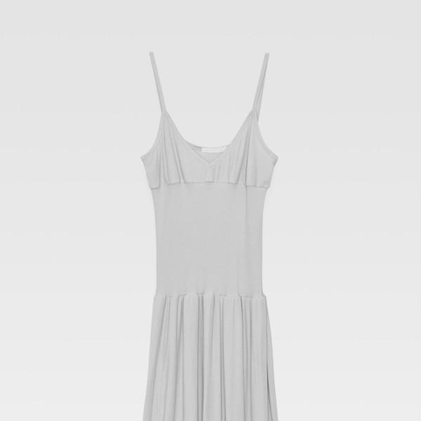 Ribbed Ruffle Strap Dress (light grey)