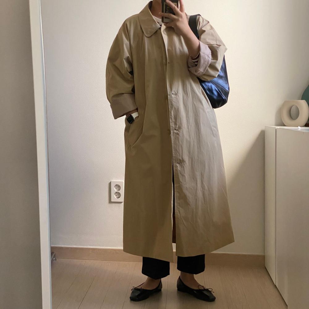 여성 루즈핏 나그랑 싱글 트렌치 롱 코트