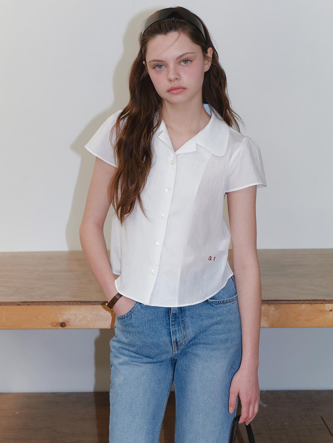 Cotton Vintage collar blouse_ivory