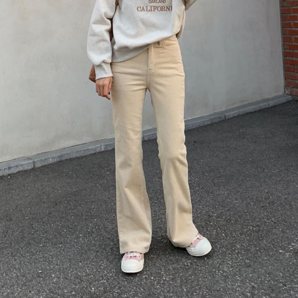 [리코리타]﻿﻿﻿﻿﻿﻿﻿﻿레디 오리지널 크림/블랙/핑크 부츠컷 골덴팬츠