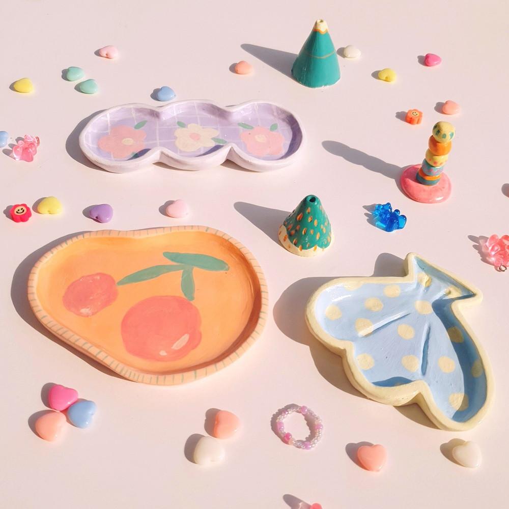 지점토 트레이 오브제 지점토 공예 KIT 키트 지점토 세트 점토놀이 물감키트 알록달록 키치