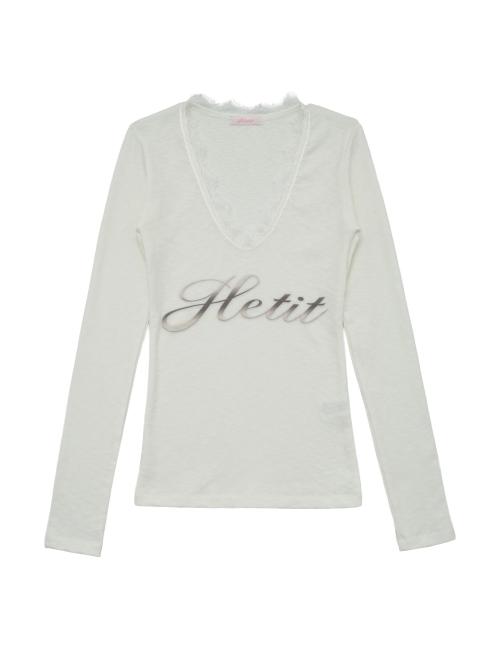 레이스 프린트 로고 티셔츠 (화이트)