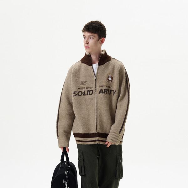 Wool Blended Varsity Zipped Cardigan