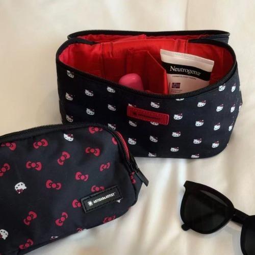 블랙 키티 레드리본 파우치 세트