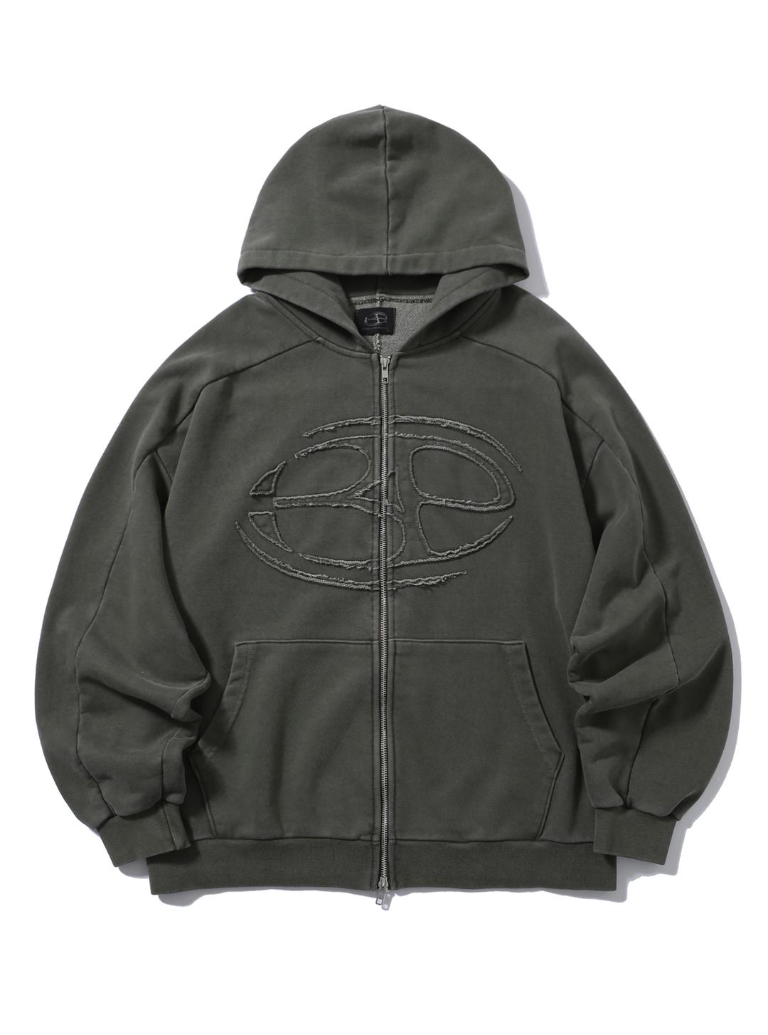 ADVANCED PIGMENTED SYMBOL LOGO HOOD ZIPUP KHAKI