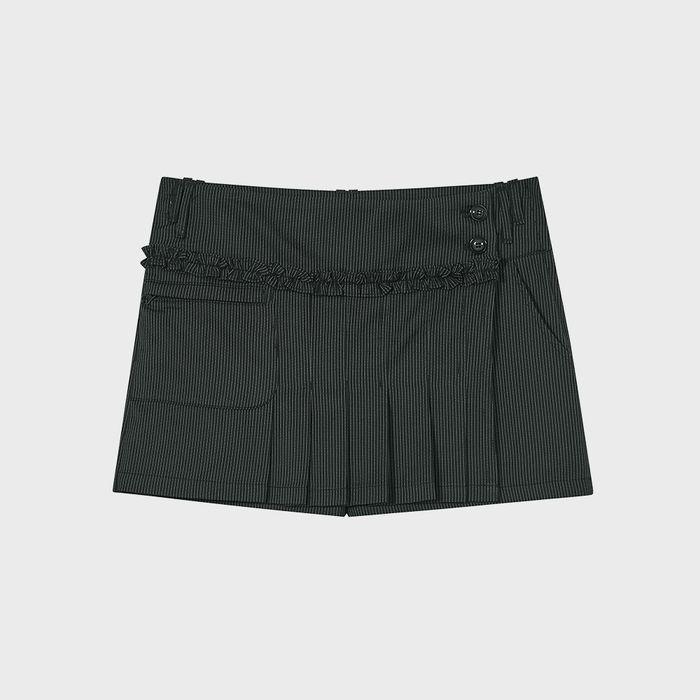 Stripe Wrap Skort [Black]