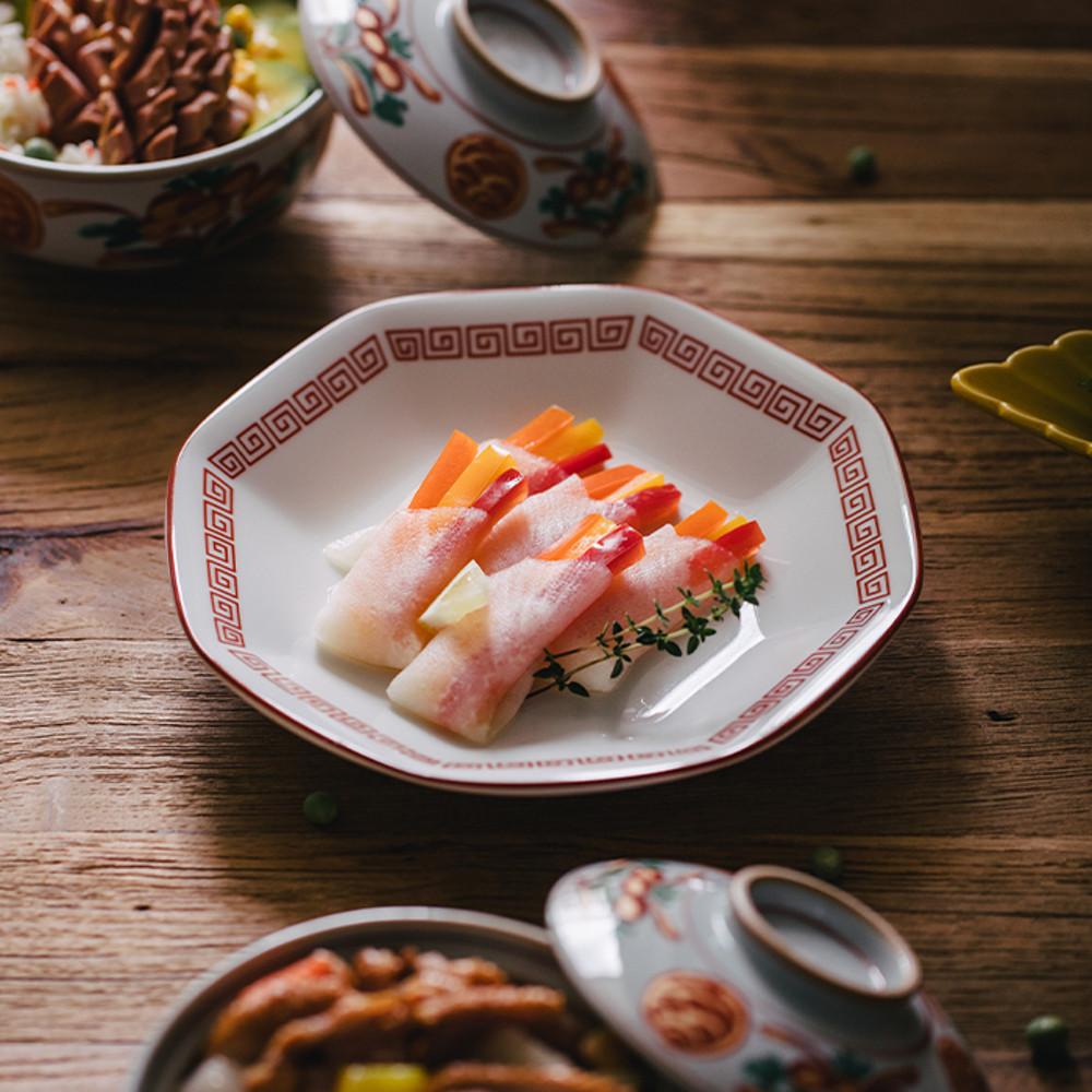 일식 도자기그릇 하나비 도자기 팔각 접시