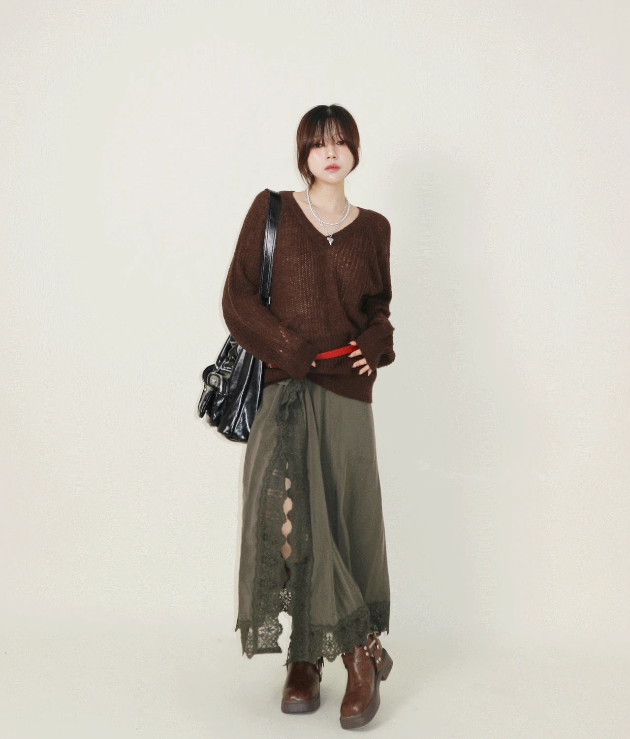 플립 무드 레이스 레이어드 스커트