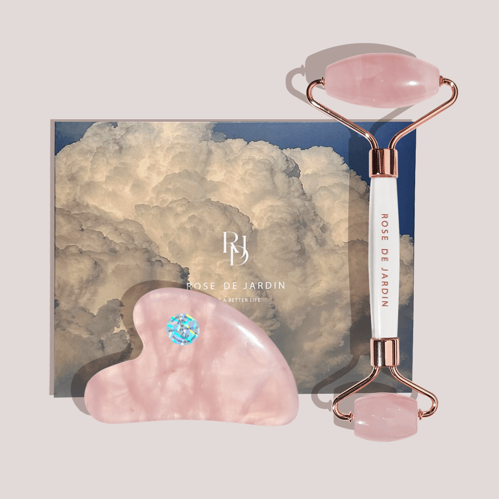천연 로즈쿼츠 괄사 마사지 도구 선물 세트1