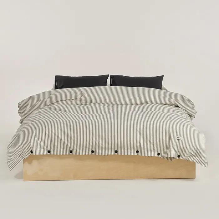 Black Stripe button Duvet Cover